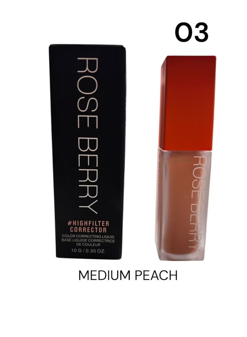 ROSE BERRY High-Filter Under-Eye Corrector Concealer, High Coverage, Concentrated Skincare Formula - Medium Peach - Image 1
